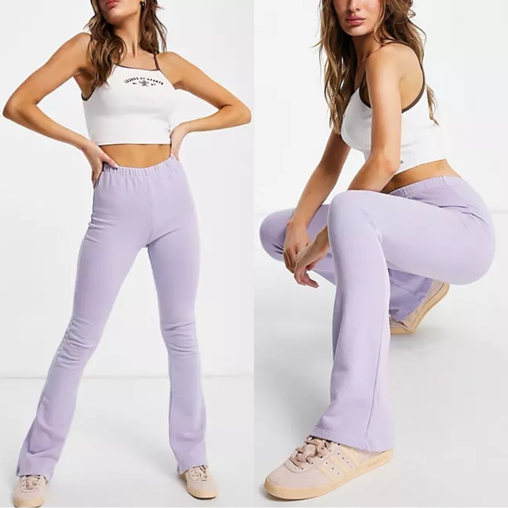 Topshop Lilac Flared Soft Jersey Trousers